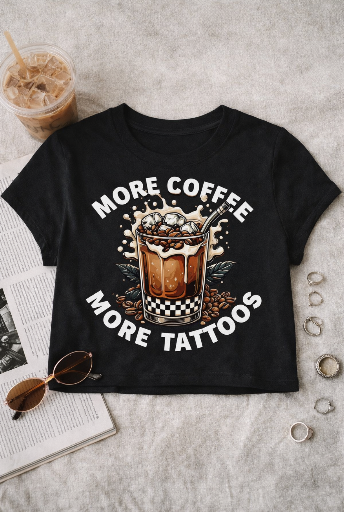 More Coffee, More Tattoos,  Cropped T-shirt