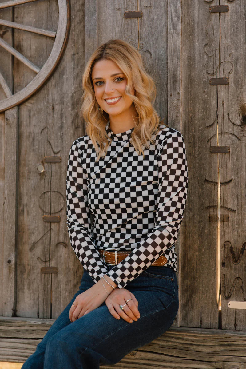 Checkered Mesh Top