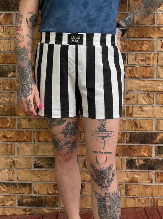 Black Striped Shorts