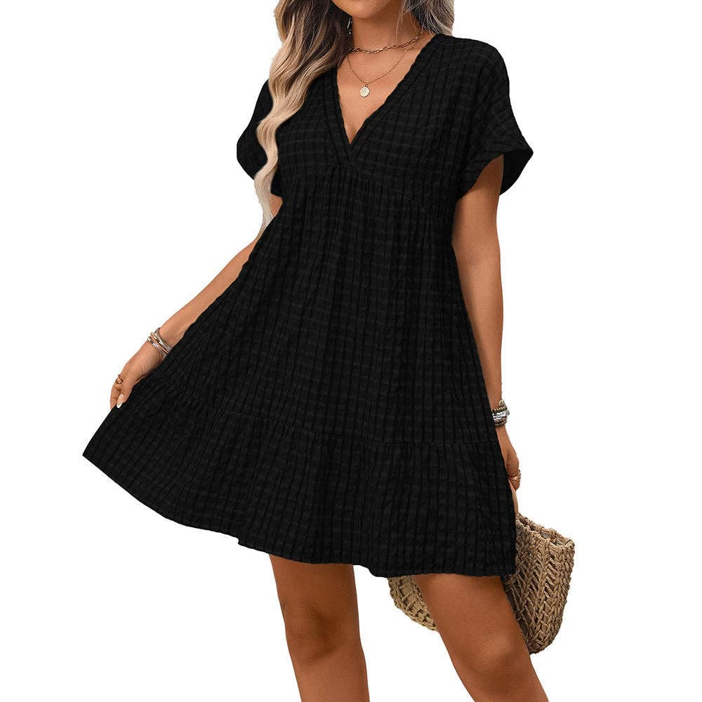 Gingham Black Dress