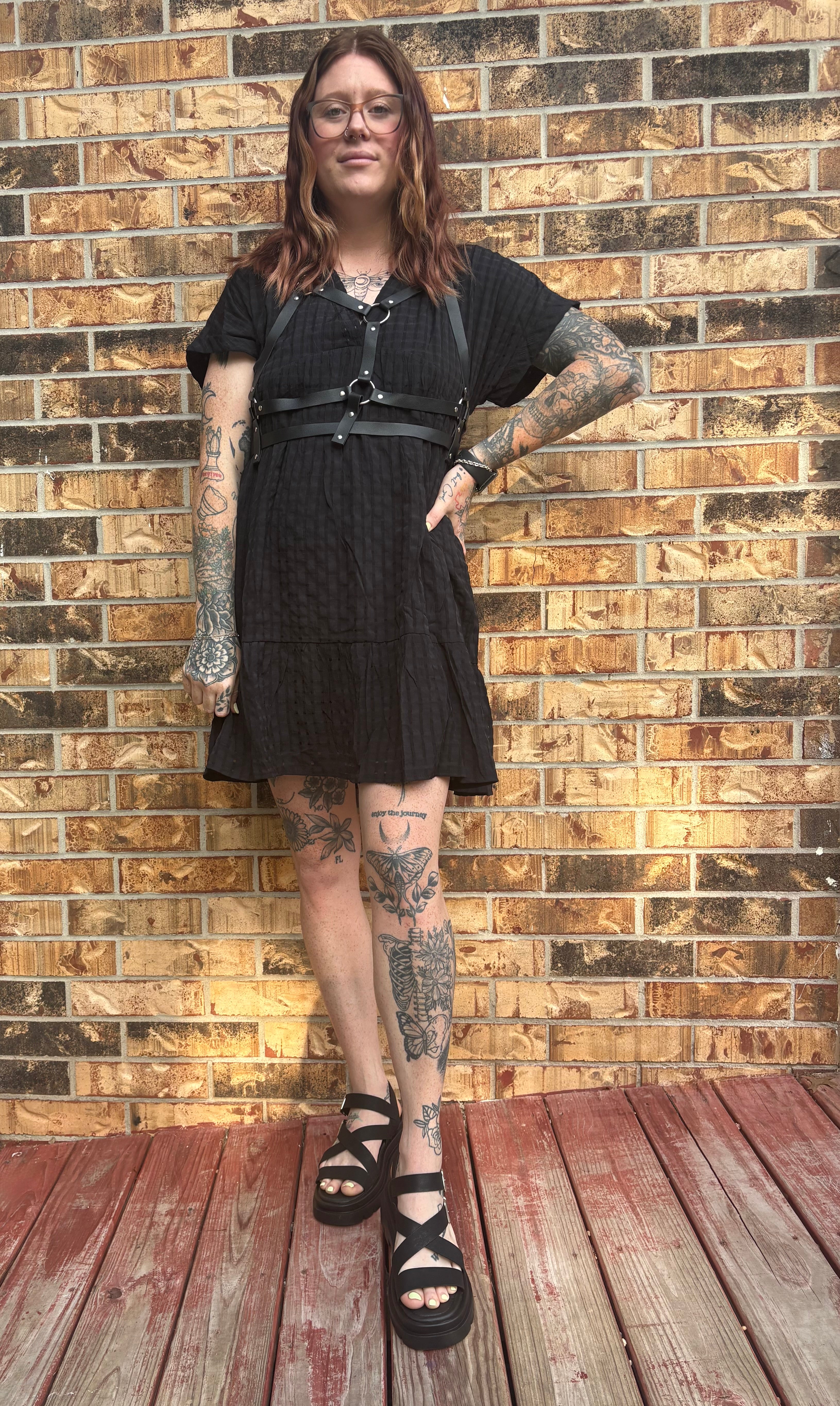 Gingham Black Dress