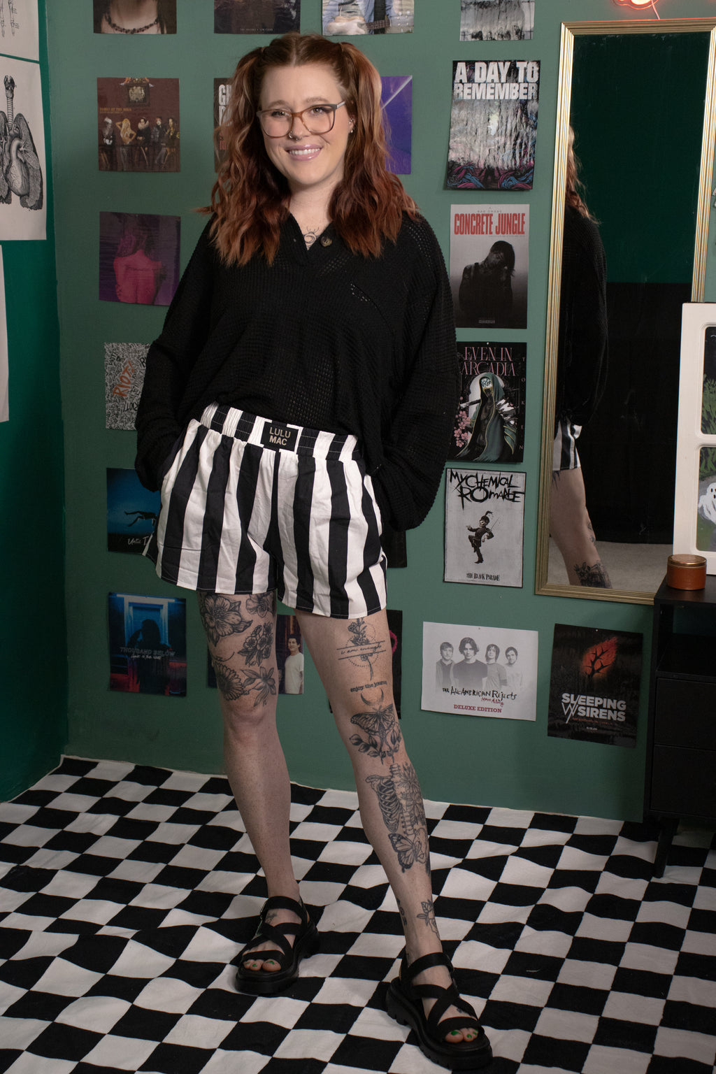 Black Striped Shorts