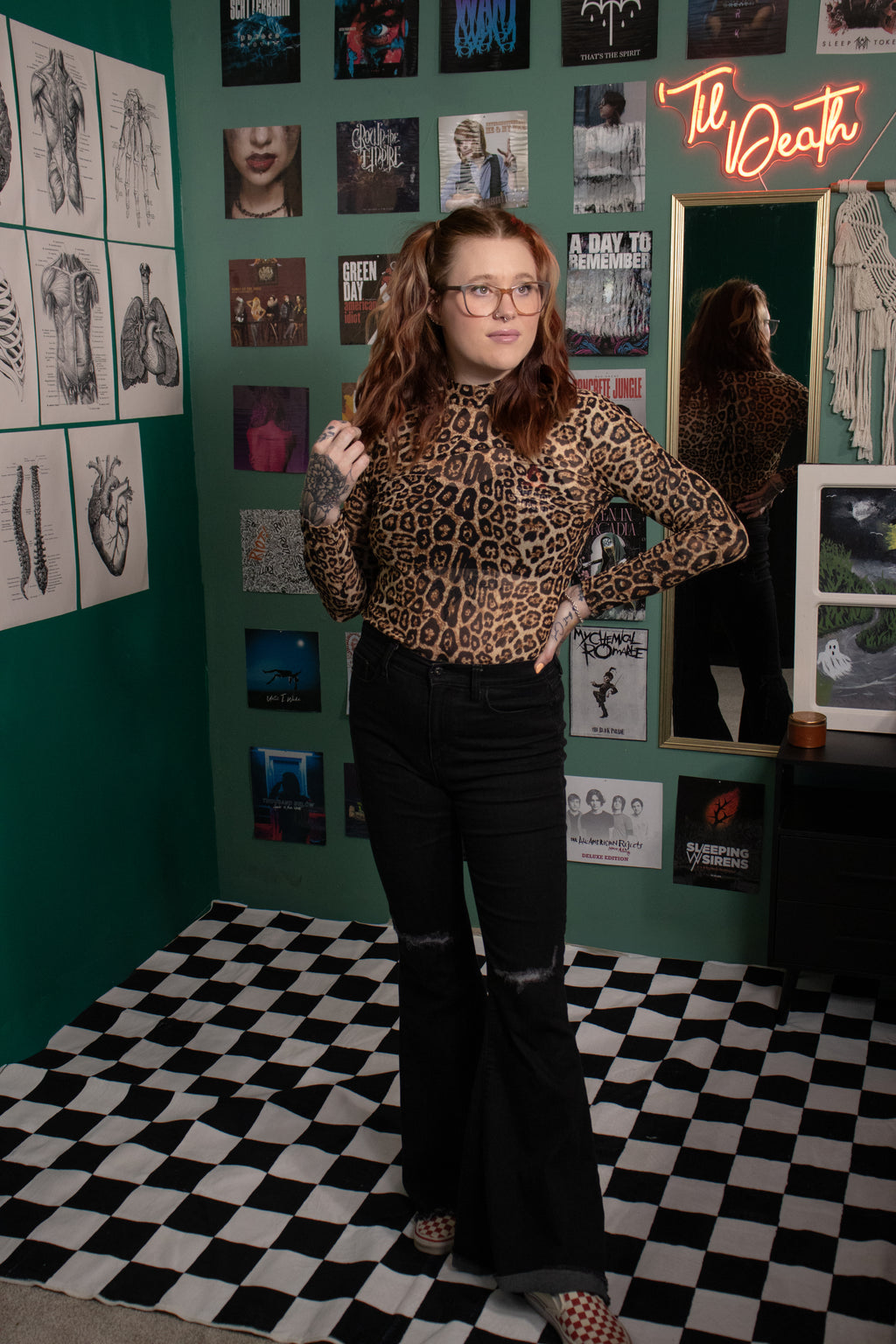 Leopard Mesh Top